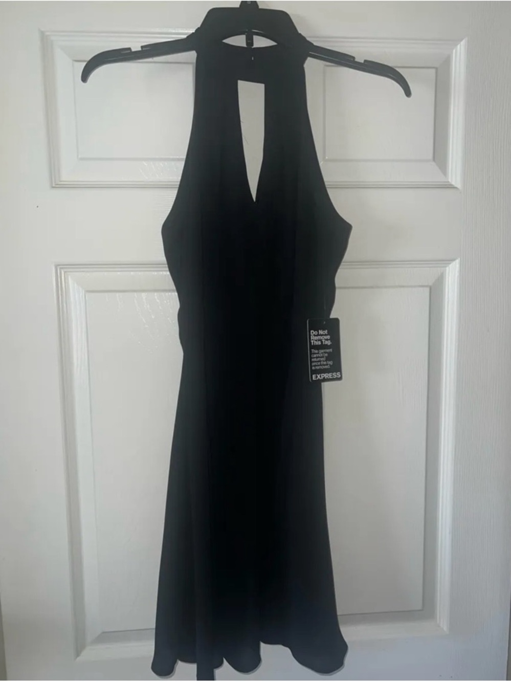 Express Black One-Shoulder Keyhole Fit & Flare Dress - Picture 3 of 4